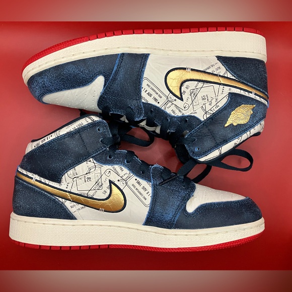 Nike Air Jordan 1 Mid Se GS Take Flight Sneakers - Rare Shoes - Picture 8 of 13